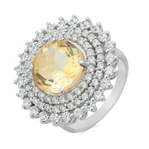 BUY NATURAL CITRINE GEMSTONE HALO RING IN STERLING SILVER